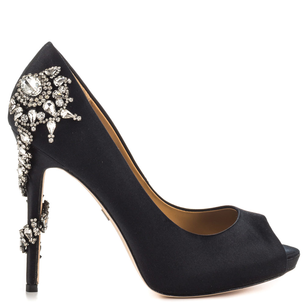 ladies black satin shoes