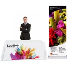 Trade Show Display Kits – Retractable Banner Stand | Curl-Free Banner | Custom-Printed Full-Table Cover