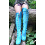 Turquoise Leather Knee High...