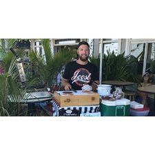 Joost making his original and chocolate stroopwafels on the Bethany Beach boardwalk.