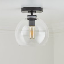  Black Flush Mount Light with Clear Round Shade - Image 1 of 3
