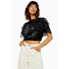 Glitter Floral Ruffle Blouse