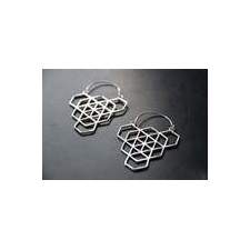 HEX Silver Earrings - Tribal Earrings, Geometric Earrings, Flower of Life, Sacred Geometry Jewelry