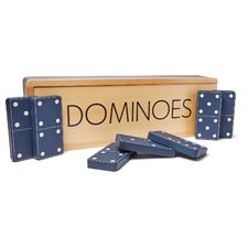 Leather and Maple Wood Carpet Dominoes Set