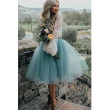 White Lace Two-Piece Long Sleeves Homecoming Dress with Tutu Skirt, SH207