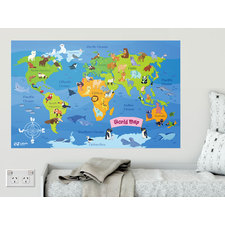 Animal World Map Wall Stickers