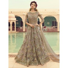 Grey Net Designer Anarkali Suit