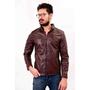 Mens PU Leather Jacket Wine