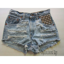 COACHELLA LIMITED OFFER Studded High Waisted Denim shorts