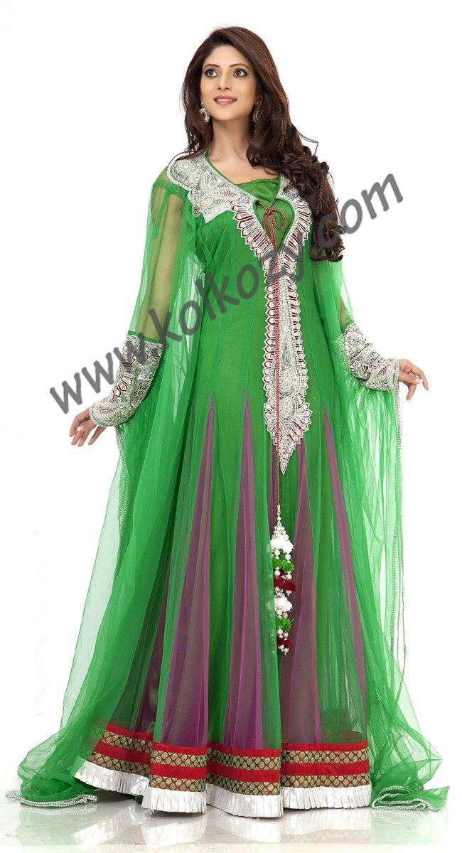 Fancy Green Embroidered Arabic Wedding Kaftan