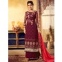 Maroon Viscose Georgette Partywear Palazzo Suit