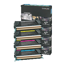 A Set Genuine Lexmark C734A1KG, CG, MG, YG Toner Cartridges