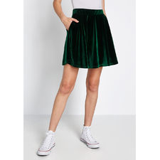  Velvet Skater Skirt Green