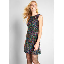 Betsey Johnson Dance and Dazzle Sequin Shift Dress Rainbow