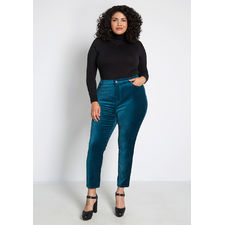 Simply Divine Velvet Skinny Pants In Blue