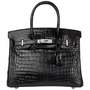  Black Shiny Porosus Crocodile Leather Birkin 30cm For Sale