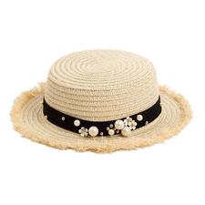 Daisy Flower Rhinestone Inlaid Flat Top Hat