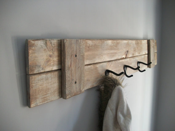 Coat Rack/ Farmhouse /rustic  grey weathered coat rack with 3 hooks