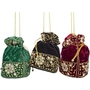 Velvet Potli Drawstring Bags with Zardozi Embroidery
