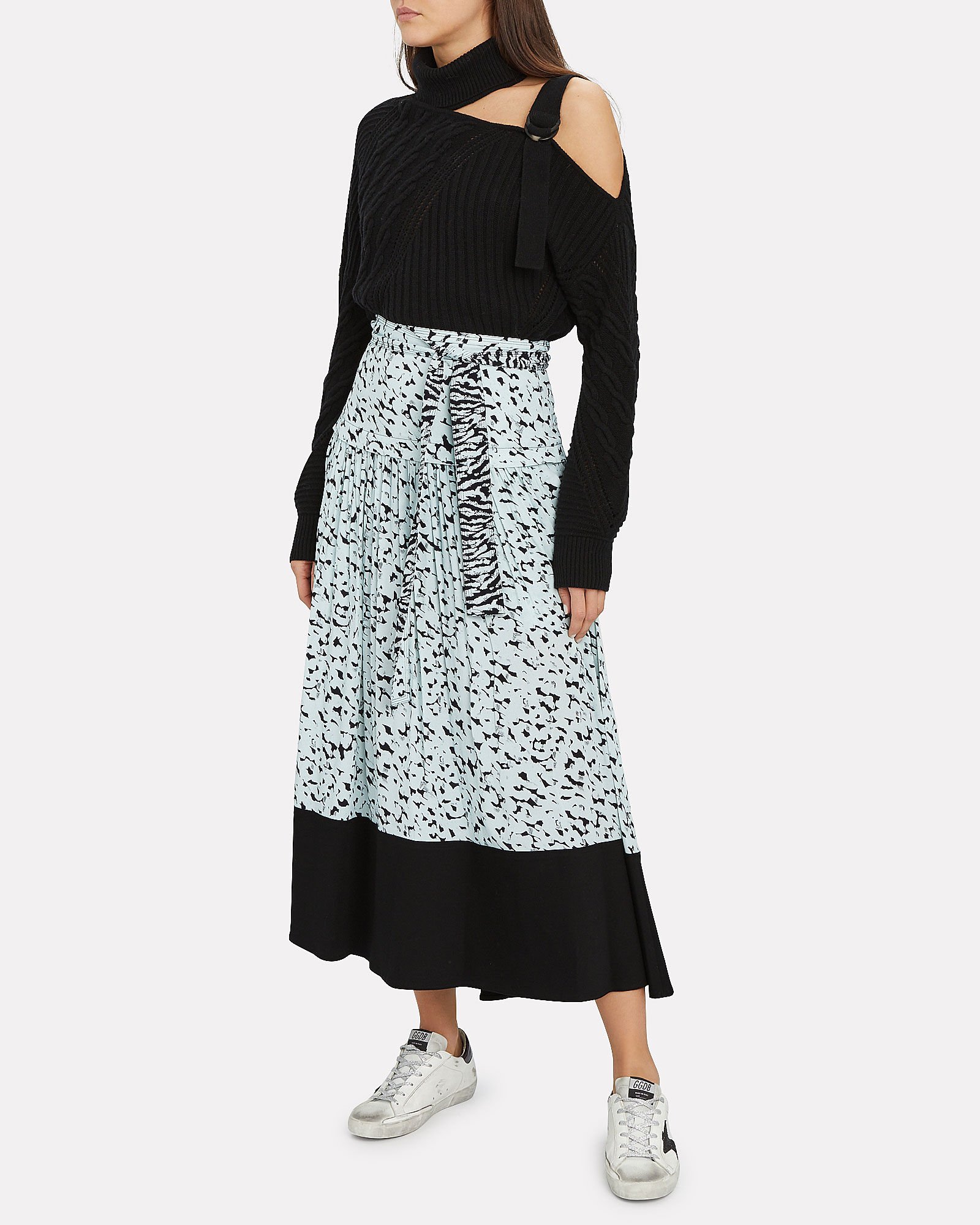 Inky Leopard Belted Skirt, ...