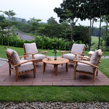 Caterina 5pc Teak Patio Conversation Set with Beige Cushion – Cambridge Casual