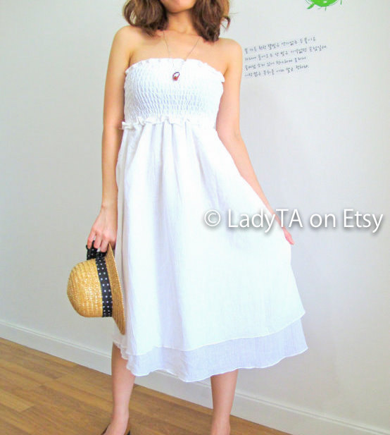 FREE SHIPPING / Be Tropical Girl in Lovely White Dress