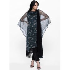 Floral Printed -Net Kaftan Suit