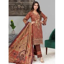 Light Brown Printed Khaddar Suit