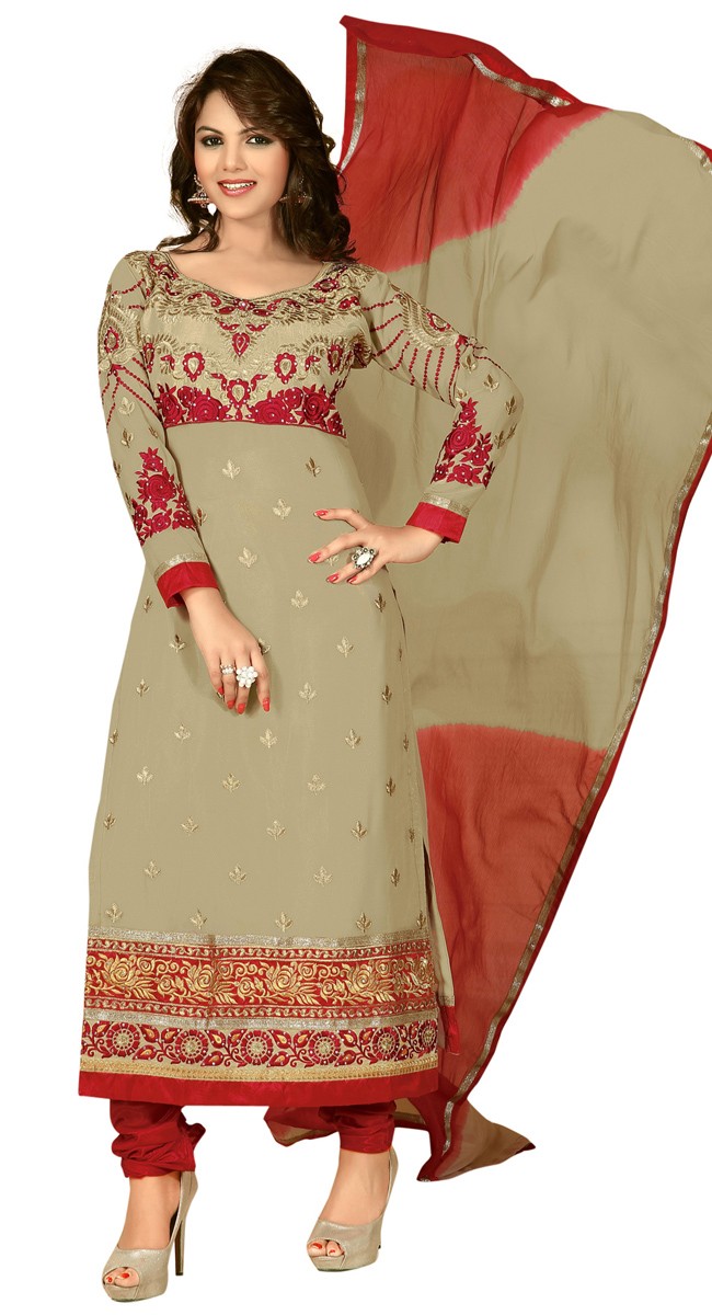 Elegant Brown Georgette Sal...