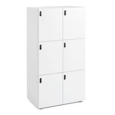 White Stash 6-Door Locker,White,hi-res