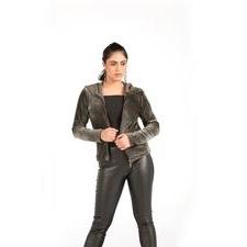 Dark Green Velvet Full Sleeve Hoodie - Eudora Cut