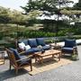 5 Piece Patio Conversation Set with Navy Cushion