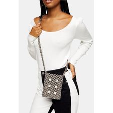  Gunmetal North/South Pearl Pouch Cross Body Bag