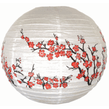 16" Red Peach Blossom Flowers Paper Lantern