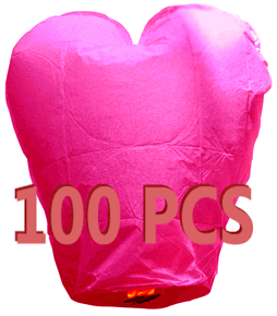 100 Heart Pink Sky Lanterns
