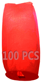 100 Cynlinder Red Sky Lanterns