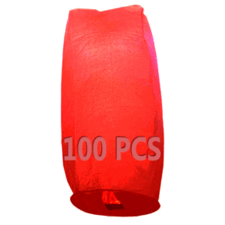 100 Cynlinder Red Sky Lanterns