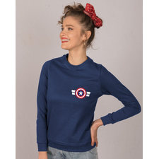 Shop Striped Captain America Printed Badge Fleece Sweater (AVL)-Back