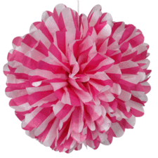 Tissue Paper Pom Pom 14inch Striped Flamingo Pink
