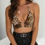 Leopard Print Women's Halter Backless Crop Top