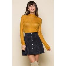 Tara Faux Suede Button Up Skirt