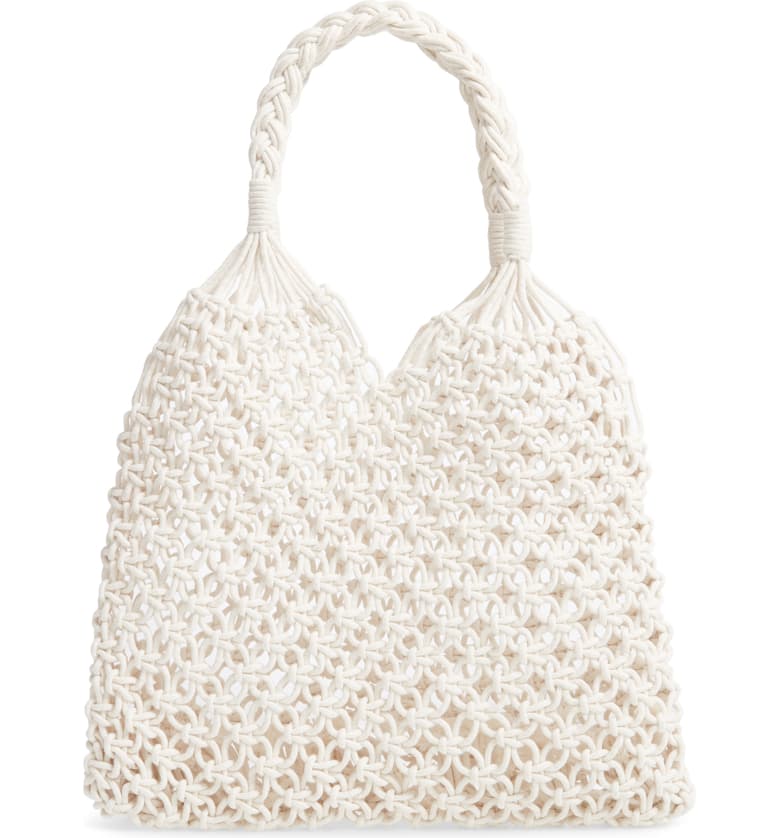  Crochet Tote Bag, Main, color, WHITE