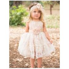 2017 Flower Girl Dresses Knee-length Hand-Made Flower Scoop Tulle JKF021