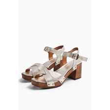 Gold Leather Clog Shoes