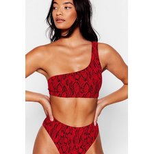 Red Snake That Vacay One Shoulder Bikini Set