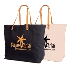 Resort Canvas Tote Bag with Leather Straps