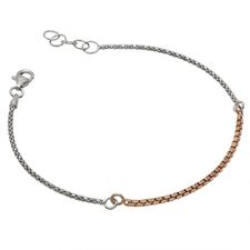 Sterling Silver Rose Gold Venetian Box Popcorn Bracelet