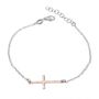 Sterling Silver Sideways Cross Rose Gold Plated Extendable Bracelet