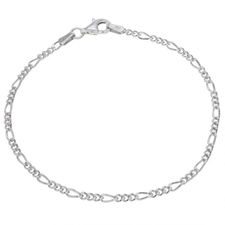 Sterling Silver 2mm Diamond Cut Figaro Link Bracelet