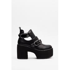 PU Buckle Cut Out Platform Ankle Boot | Nasty Gal